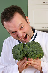 Image showing Chef and broccoli