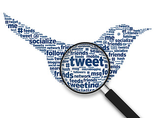 Image showing Magnifying Glass -  Tweeting Bird