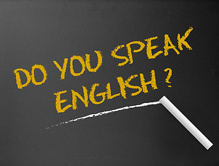 Image showing Chalkboard - Do you speak english?