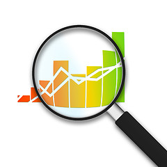 Image showing Magnifying Glass - Business Graph