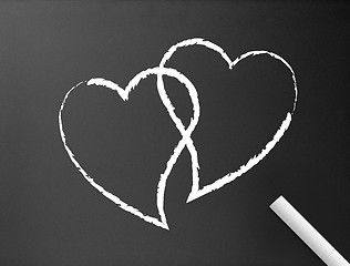 Image showing Chalkboard - Hearts