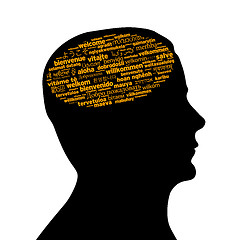 Image showing Silhouette head - Welcome in Different languages
