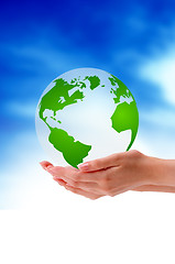 Image showing Hand Holding A Globe