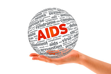 Image showing Hand holding a Aids 3D Sphere