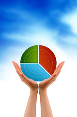 Image showing Hands holding a pie chart