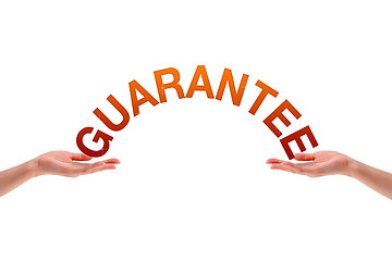 Image showing Hands holding the word guarantee.