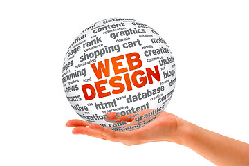 Image showing Hand holding a  Web Design 3D Sphere