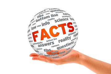 Image showing Hand holding a Facts 3D Sphere