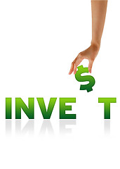 Image showing Hand holding $ of the word Invest