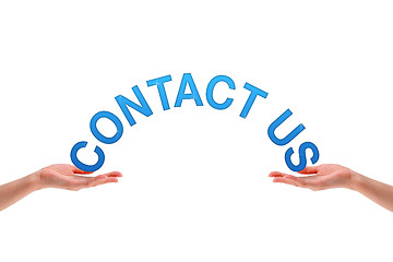 Image showing Hands holding the word contact us