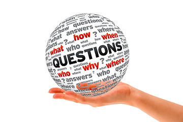 Image showing Hand holding a Questions 3D Sphere