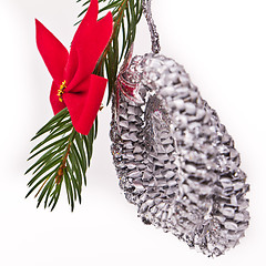 Image showing decorated Christmas tree branch