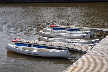 Image showing canoes for rent