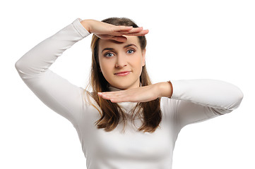 Image showing Young woman stands