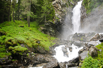 Image showing Power of water - Saent waterfalls in the Italian mountains