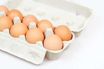 Image showing Fresh eggs in carton box