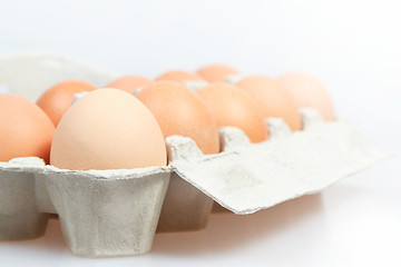 Image showing Fresh eggs in carton box
