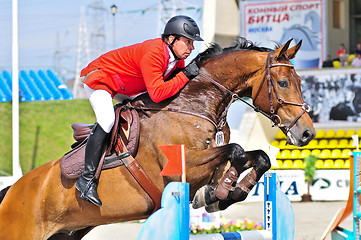 Image showing Rider on jump horse