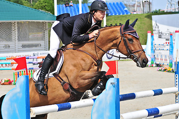 Image showing Rider on jump horse