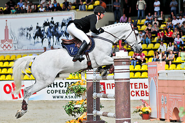 Image showing Rider at the jumping horse