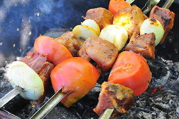 Image showing Barbecue with delicious grilled meat