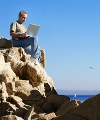 Image showing Working outdoor