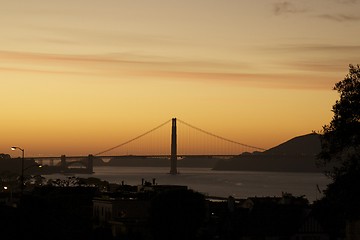 Image showing Golden Gate in sunset