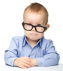 Image showing Cute little boy wearing glasses