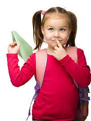 Image showing Portrait of a cute schoolgirl with backpack