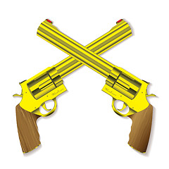 Image showing Old gold handgun