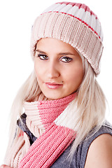 Image showing Cheerful woman clothing in warm hat. Winter season.