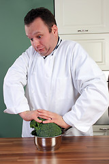 Image showing Chef and broccoli