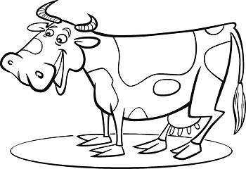 Image showing Cartoon cow coloring page