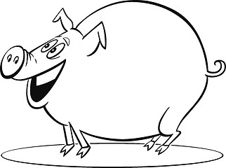 Image showing Cartoon pig coloring page