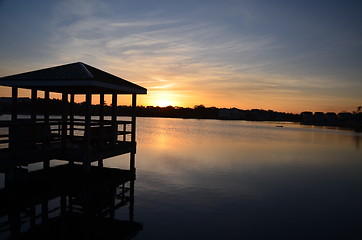 Image showing Dock at sunset