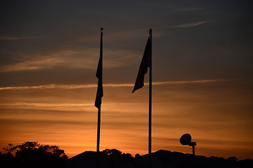 Image showing Flags at night