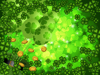 Image showing Shamrock Four Leaf Clover Background with Balloons