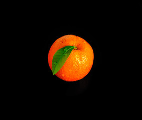 Image showing Orange with a leaf