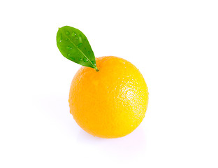 Image showing Orange with a leaf