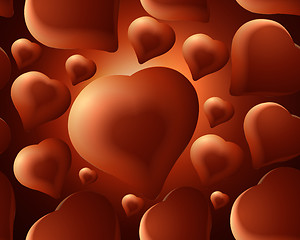 Image showing Seamless chocolate hearts background 