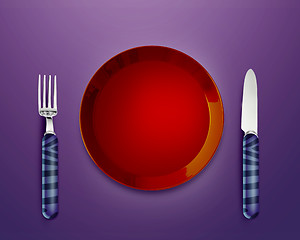 Image showing Empty Plate with knife and fork