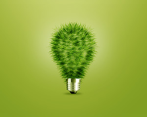 Image showing Green light bulb idea
