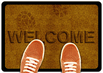 Image showing welcome cleaning foot carpet 