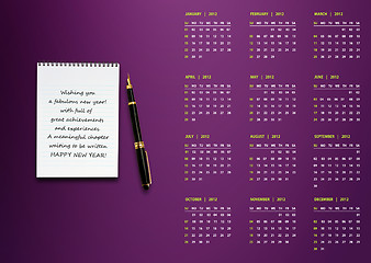 Image showing New year 2012 Calendar