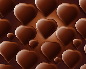 Image showing Seamless chocolate hearts background 