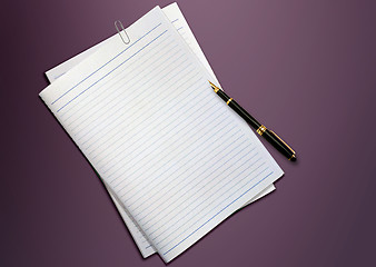 Image showing a pen and blank paper on the table 