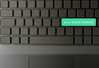 Image showing Keyboard with Green social network button