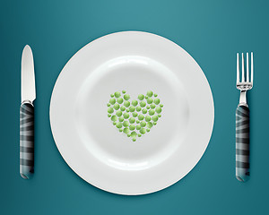 Image showing  green peas on  plate