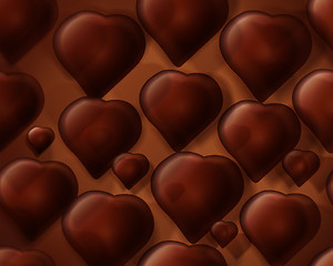 Image showing Seamless chocolate hearts background 