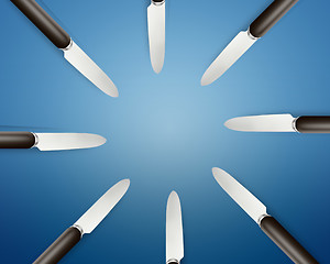 Image showing Empty copy space circle in set of knives